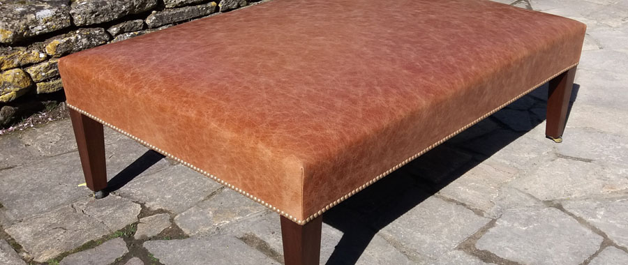 Ottoman reupholstery, upholstering footstools Cirencester company