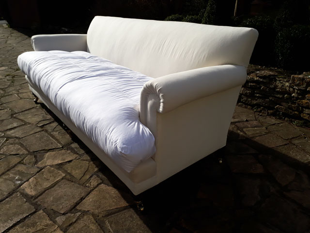 Hand sprun made to measure sofa with thick down seat cushion