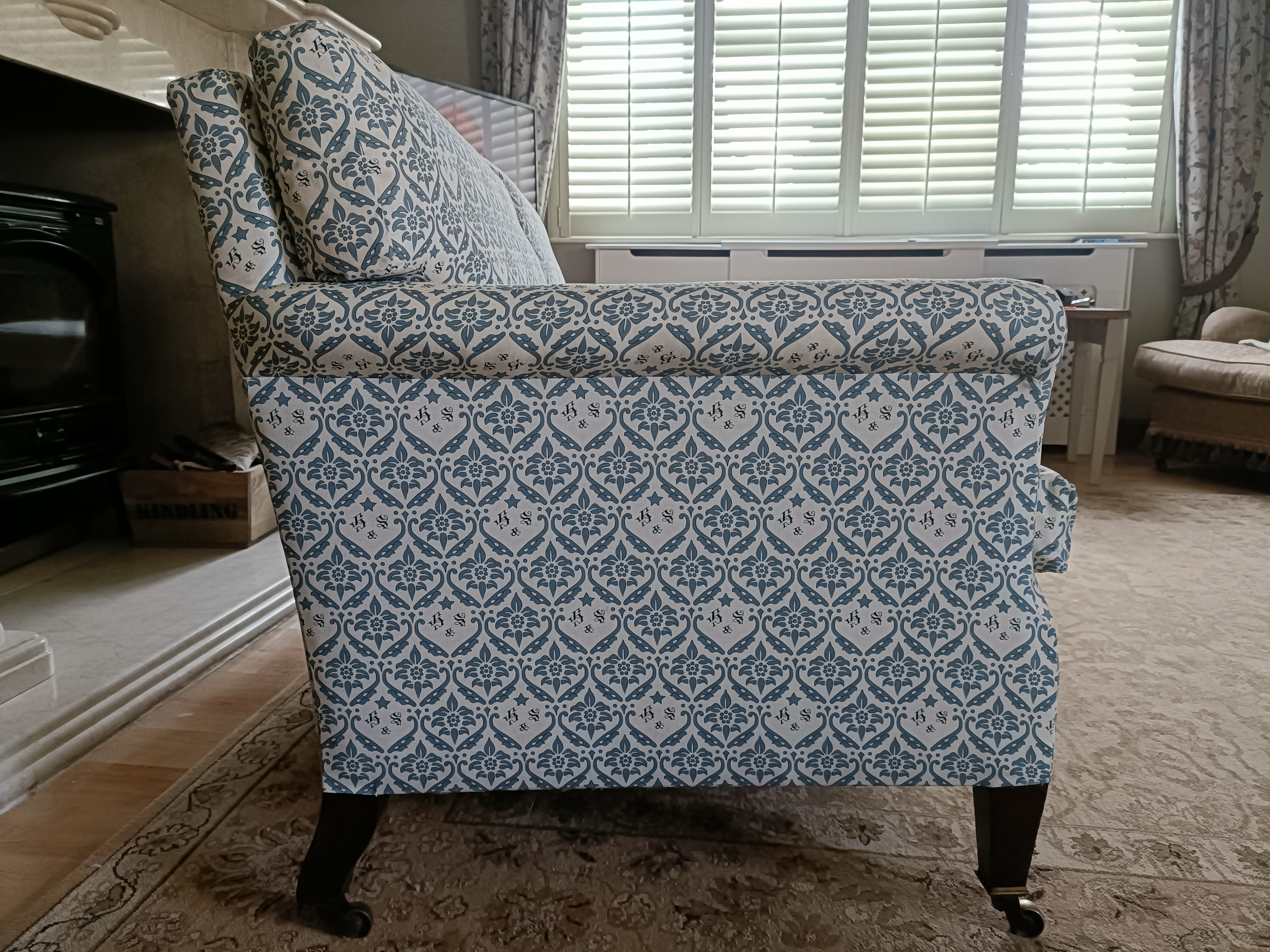 Howard & Sons reupholstered library armchair for sale