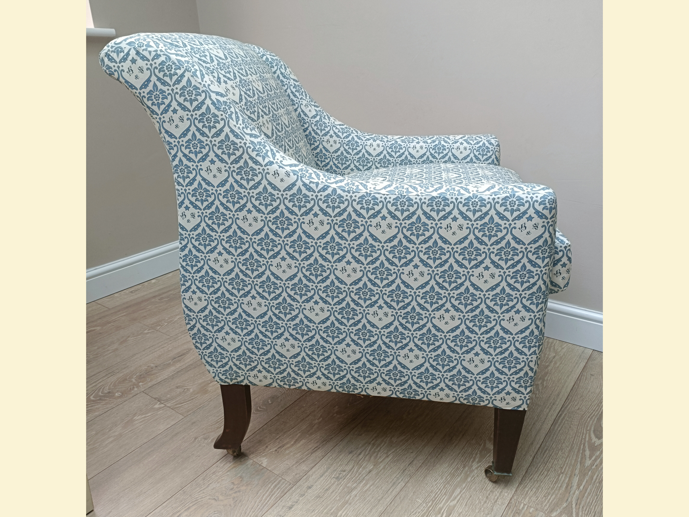 Howard & Sons reupholstered library armchair for sale