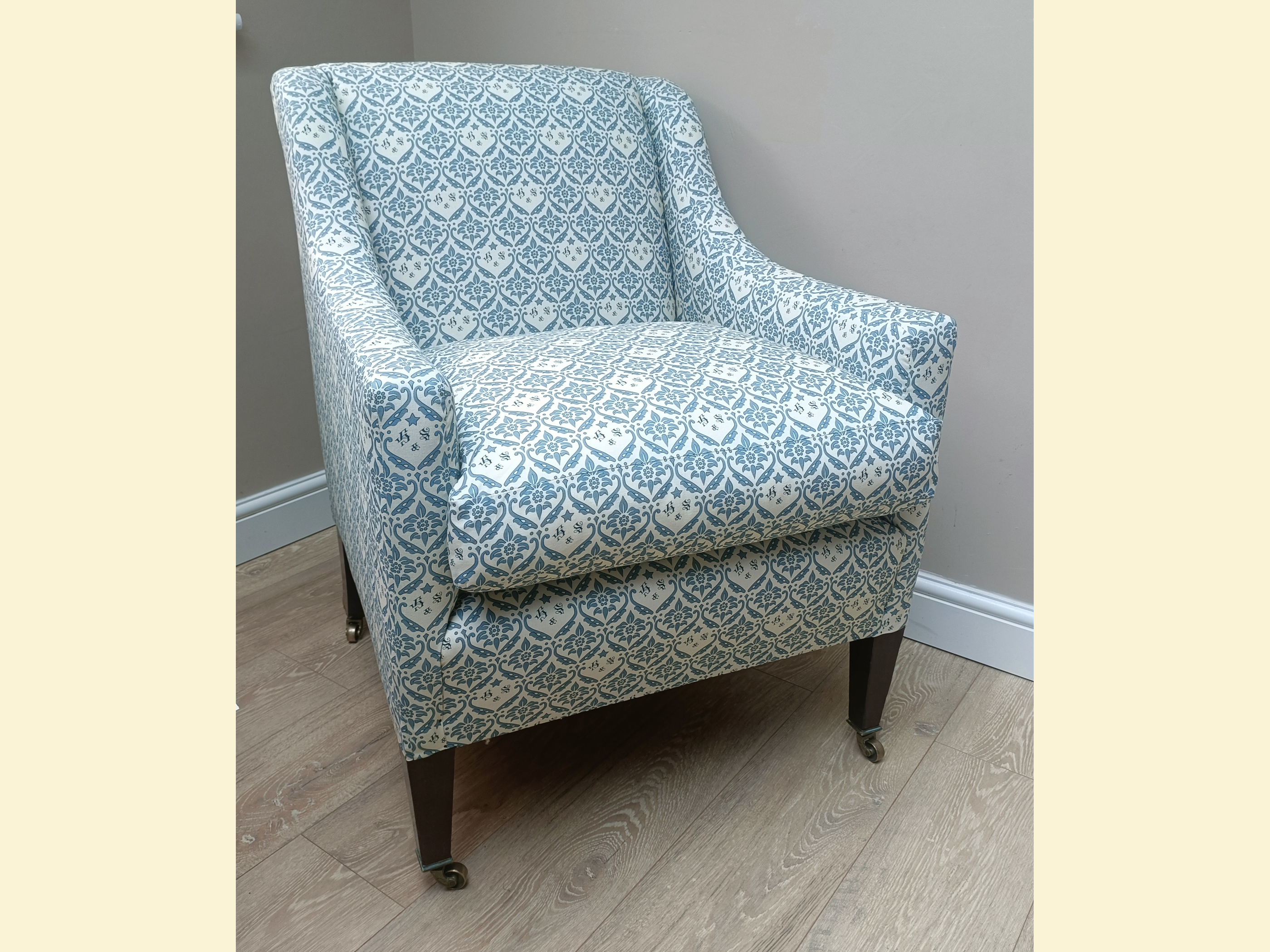 Library armchair with swept arms for sale UK